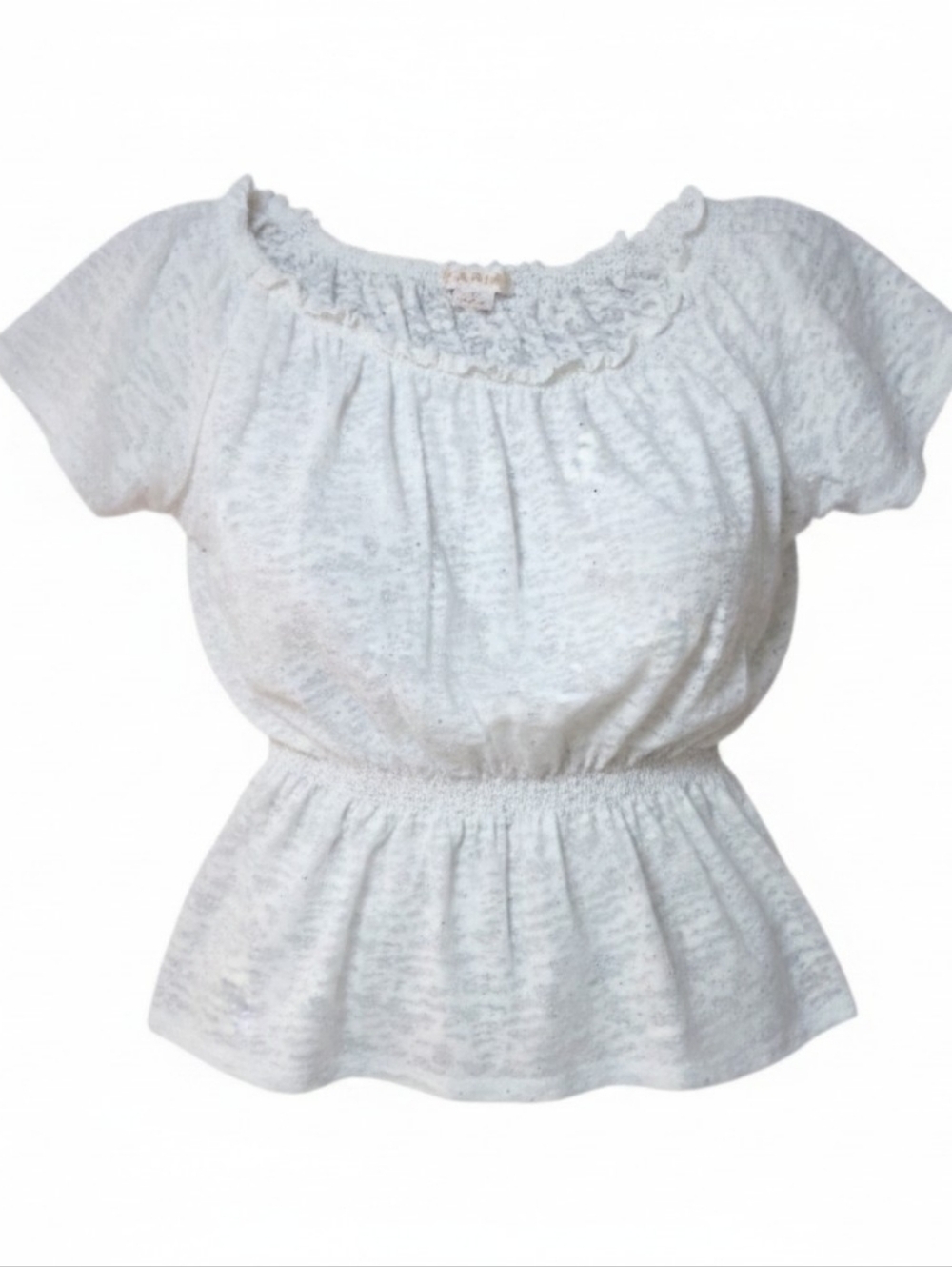 ARIAT | White Peasant Top Smocked Cotton Peplum Blouse Western Boho | S